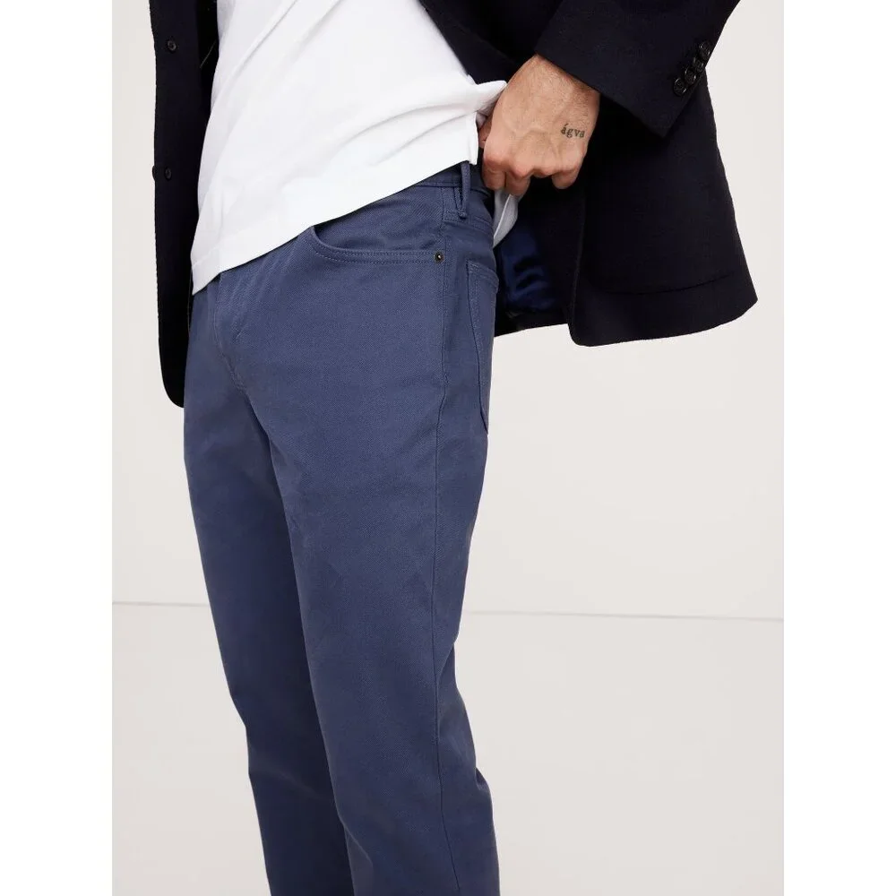 NWT Mens Size 40 40x32 Banana Republic Blue Slim Twill Traveler Pant 2.0 NEW